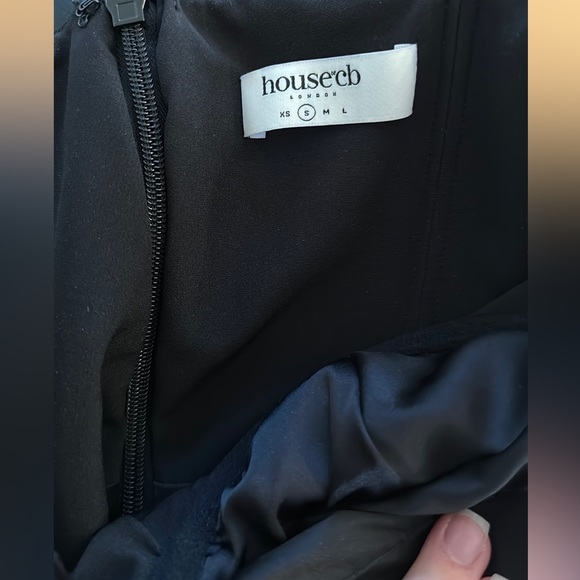 House of CB Flora Dress Black Satin Pleated Corset Midi Dress - Picture 6 of 6